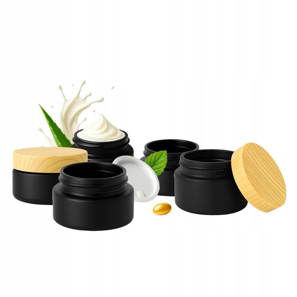5x Glass Jars BLACK MATT 20g for Cream, Balm, Cosmetics, Ointment