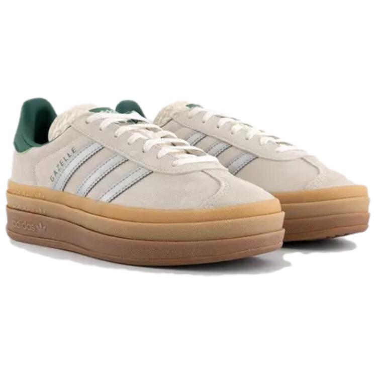 adidas Кроссовки Gazelle Bold Молочно-белые Серебристый Металлик Зеленый Женские Кремовые Студенческий-зеленый JI0328