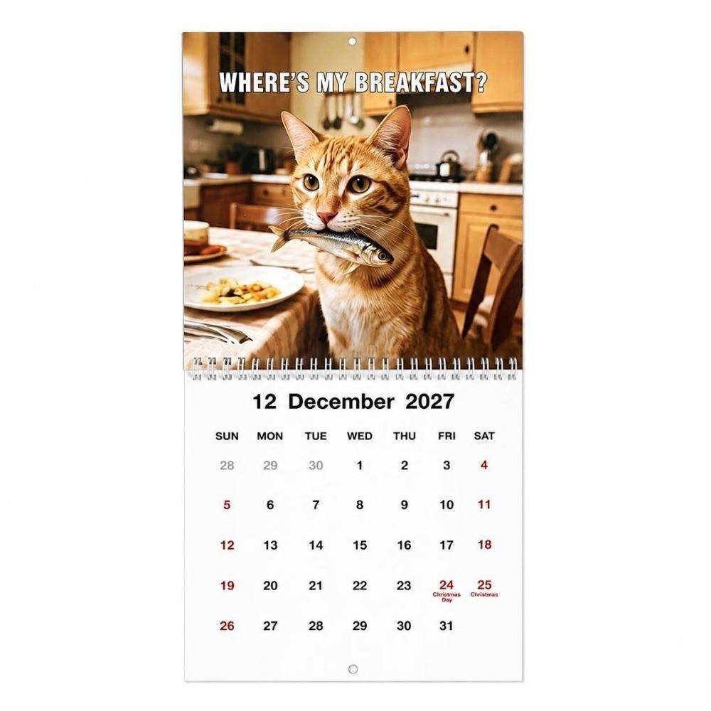 Spiral Bound Wall Calendar Funny Print Pet Calendar Vivid Monthly Calendar For Pet Lover Gift