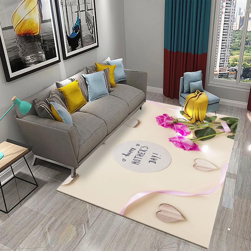День матери Счастливый ковер Романтические теплые ковры Гостиная Спальня Ковер Сердце Ковер Маленькая девочка Мягкий игровой напольный коврик Кухня Гостиная