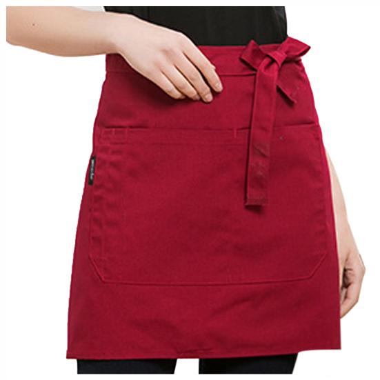 Водонепроницаемый полуфартук унисекс с карманом для официантки, поясной фартук для шеф-повара, устойчивый короткий фартук на шнуровке для ресторана, кафе