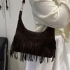 2025 New Fashion Design Fringed Bag Retro Matte Leather Crossbody Texture Large Capacity Women's Shoulder Bag
