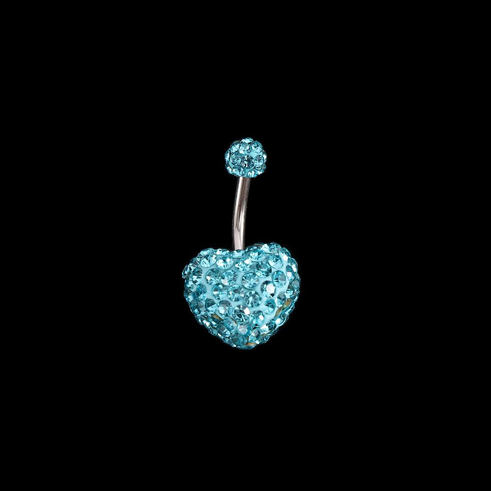 Heart-shaped Crystal Stainless Steel Umbilical Ring Navel Piercing Body Piercing Belly Button Rings