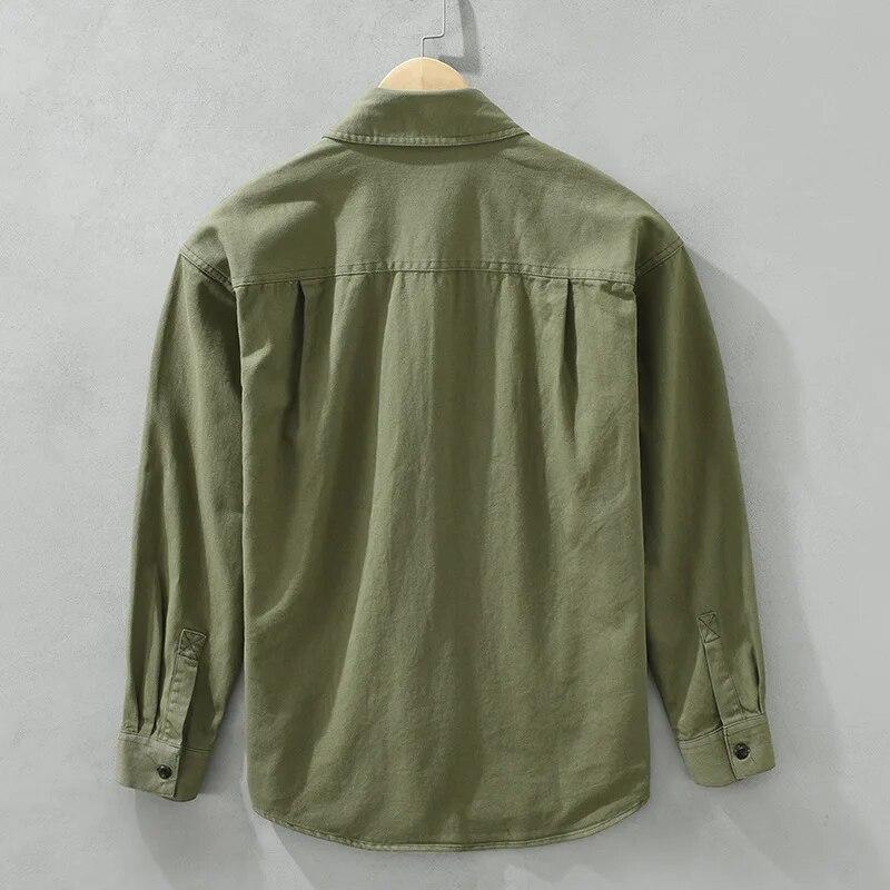 Рубашка-карго в японском стиле, мужская весенне-летняя повседневная рубашка с длинным рукавом, хлопковые карманы, мягкий и удобный свободный топ, молодежная популярная мужская одежда