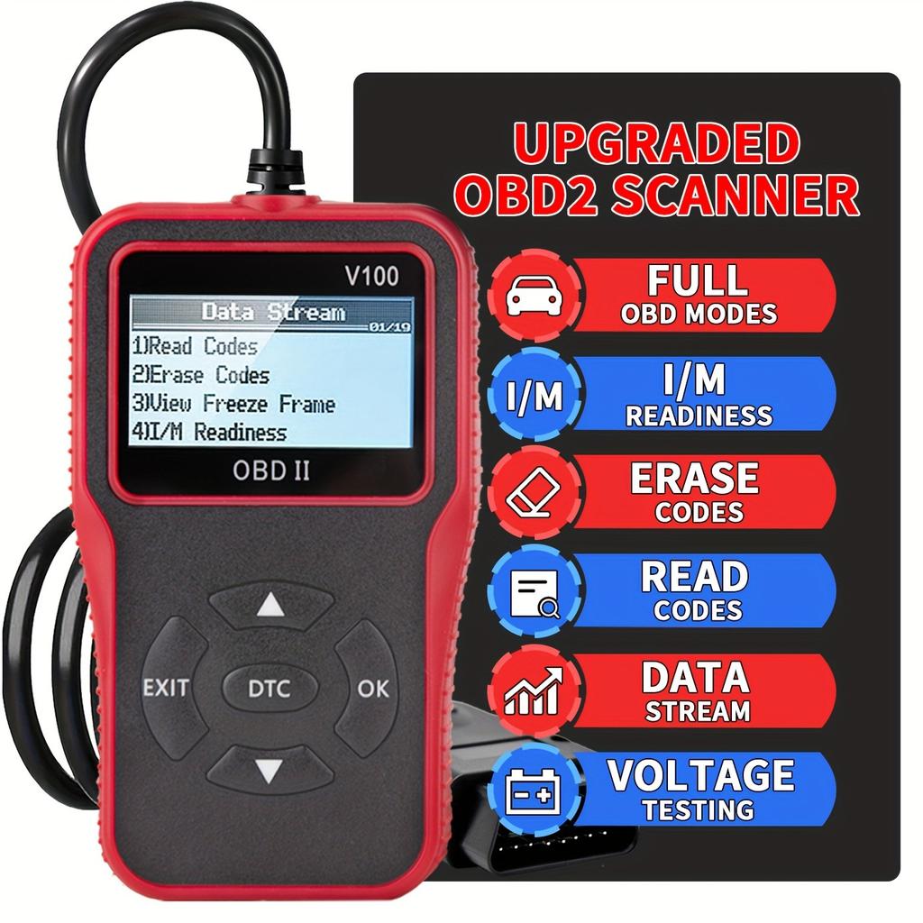 1 шт. V100 Профессиональный OBD2 сканер, Читатель кодов неисправностей двигателя, Диагностический инструмент сканирования для автомобилей с протоколом OBD II с 1996 года