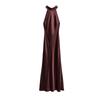 Spring New Arrival Women's Sleeveless A- line Dress Halterneck Silk Satin Texture Half Turtleneck Dress 8739331