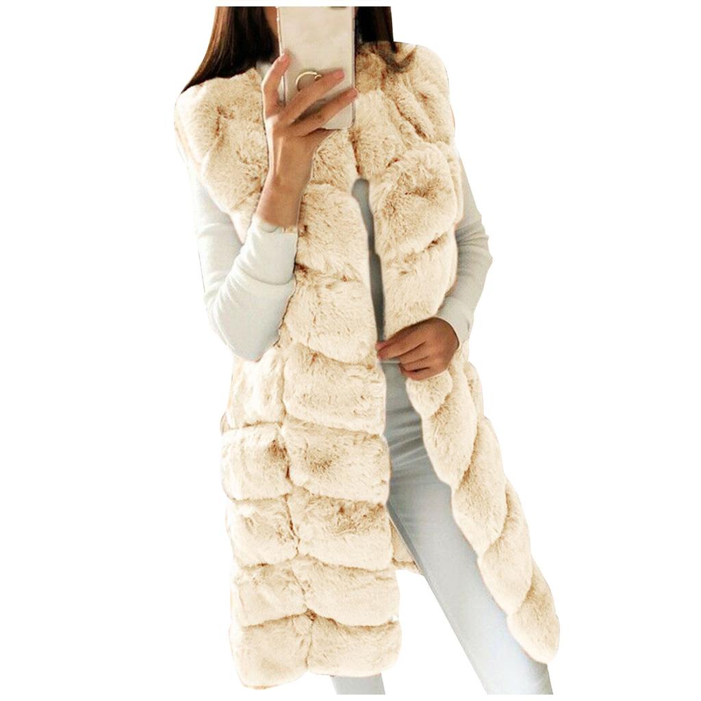 Модный женский осенне-зимний жилет из искусственного жилета без рукавов, теплая куртка, пальто