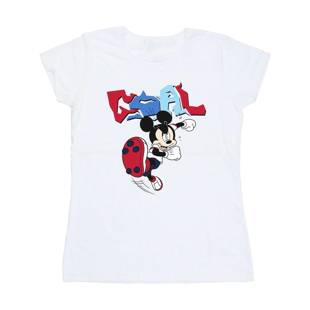 Disney Womens/Ladies Mickey Mouse Goal Striker Pose Cotton T-Shirt