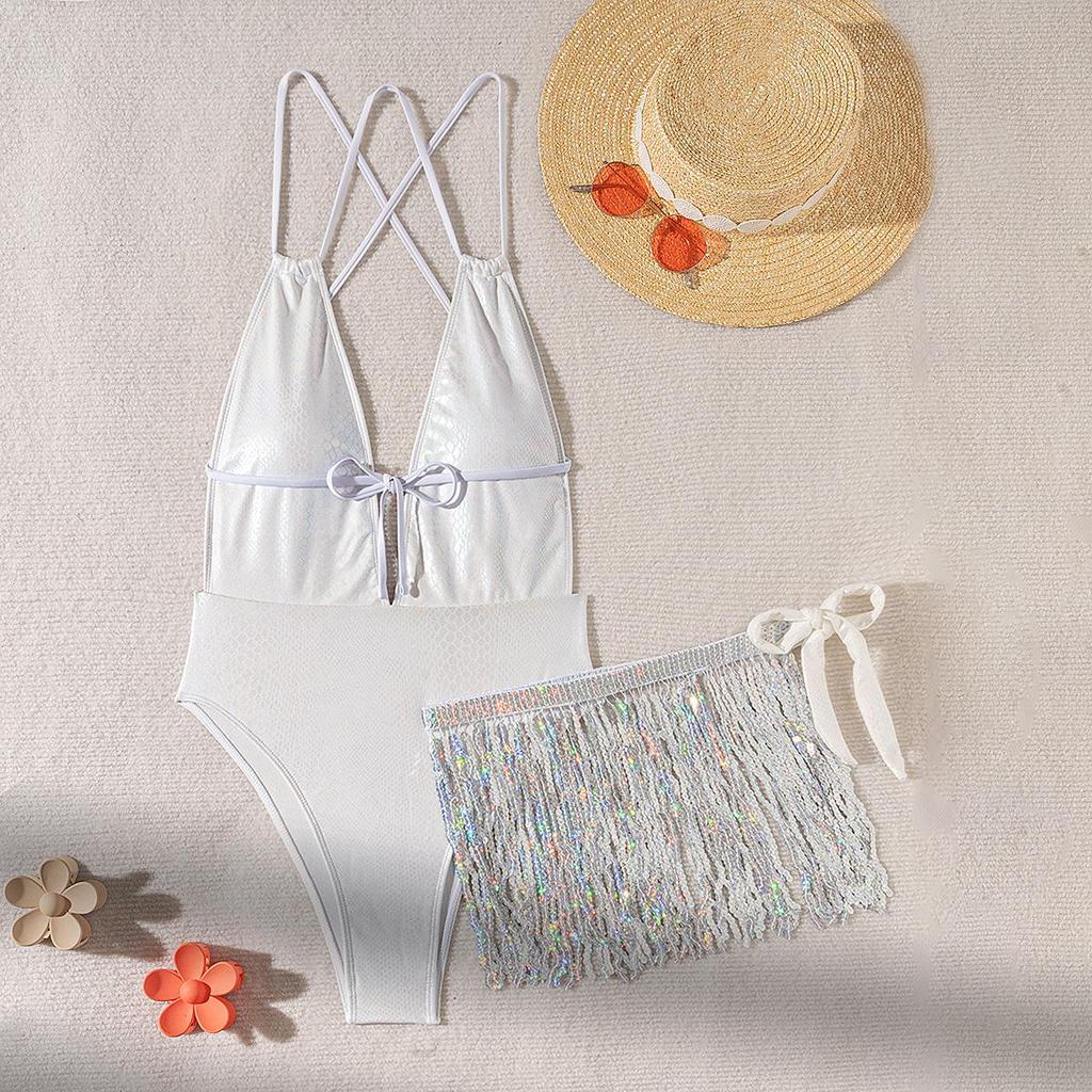 Женский сексуальный треугольный раздельный бикини-костюм, комплект, завязывающиеся по бокам стринги, купальник на одно плечо, эластичный