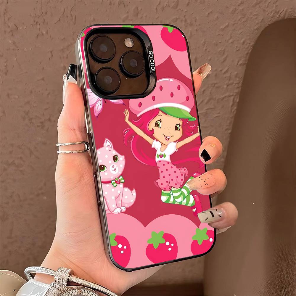 Чехол для телефона Клубничный Ш-Шорткейк для iPhone 17 17Air 16 15 14 13 12 11 Pro Max Plus Цветной Серебристый