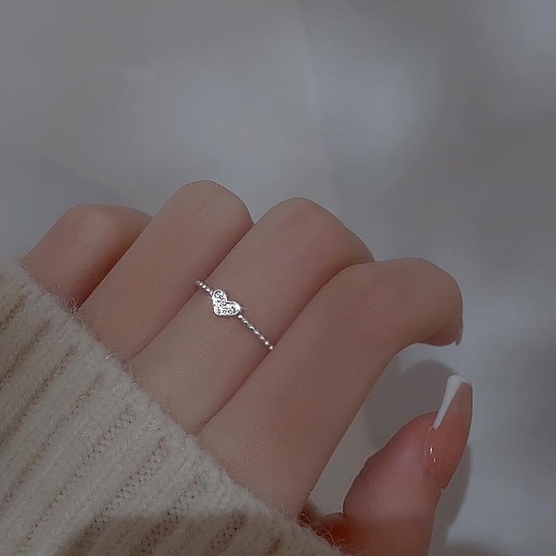 Модное регулируемое кольцо с цирконом в форме сердца, подростковое кольцо любви, женское открытое кольцо на указательный палец, персонализированное для студенток, подруг