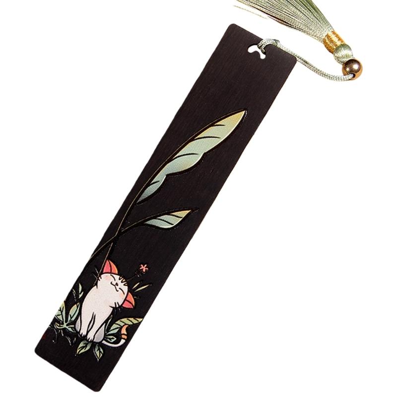 Гравированные закладки с подвеской для любителей книг Подарок Ручная работа Деревянные закладки для страниц Уникальные ретро закладки Деревянные закладки