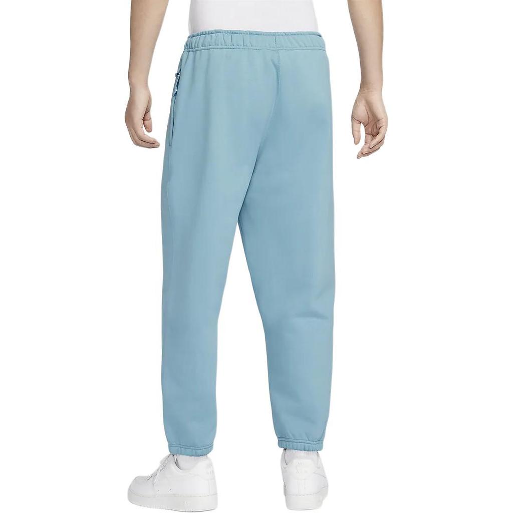 Nike Solo Swoosh Casual Comfortable Soft Minimalist Style Fleece Lined Knitted Sweatpants Men's Denim Blue Green/White DX1365-464