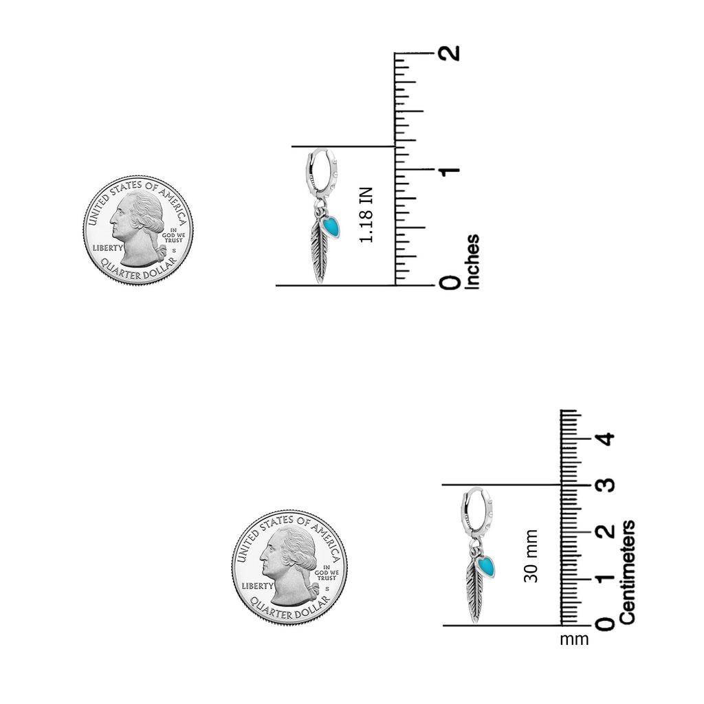 Серьги-кольца из стерлингового серебра 925 пробы, антикварные подвесные серьги-кольца с перьями и бирюзовой эмалью для женщин-подростков