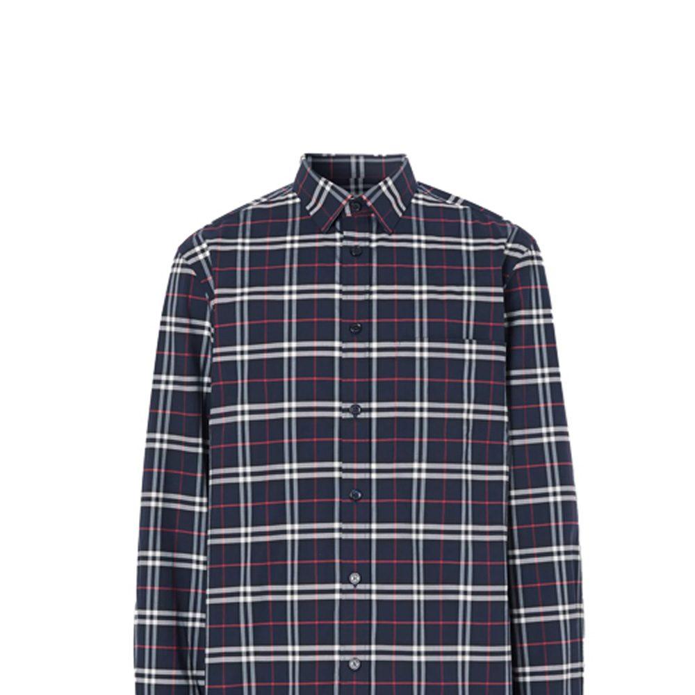 Burberry Хлопковая рубашка в мелкую клетку с эластаном 80186401