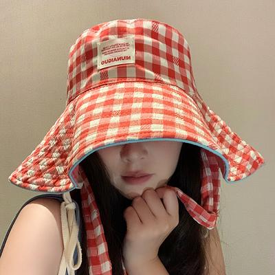 Двусторонние, в клетчатых панамах, детские широкополые на шнуровке, маленькая солнцезащитная шляпа, подчеркивающая лицо, универсальная панама с цветной окантовкой