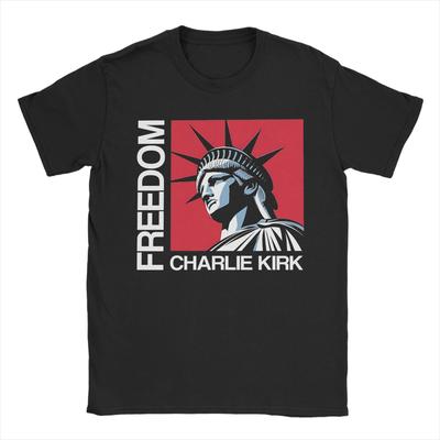 Хлопковая футболка Freedom для мужчин Пляжная Чарли Кирк Классические футболки С круглым вырезом Новые футболки Большого размера Одежда для дропшиппинга