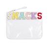Transparent PVC Zipper Snack Bag with Embroidered Letters - Portable PU Waterproof Makeup and Toiletry Handbag