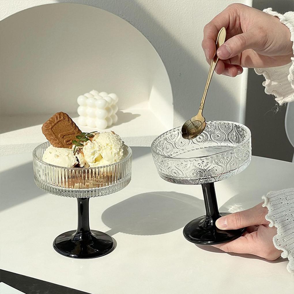 2025 Новая стеклянная чашка для мороженого Прочная конструкция Ребристые бокалы-купе Бокалы-купе для шампанского Чашка для мягкого мороженого 200 мл