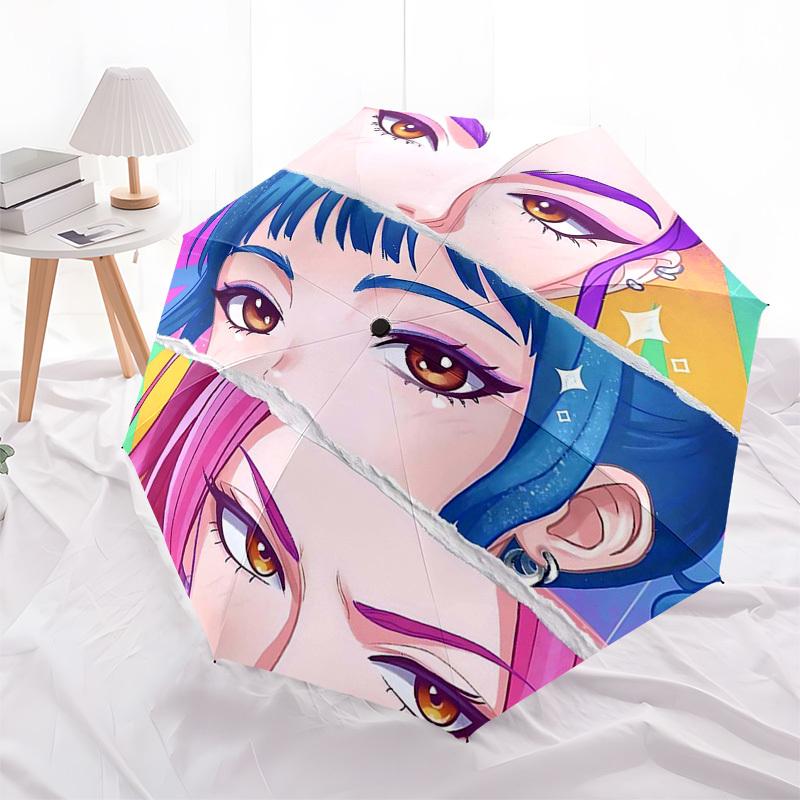 1pc Colorful Anime Character Outdoor Umbrella - Automatic Opening/Closing, Portable 3-Fold Design, 8-Rib Iron Frame, Perfect Gift for Fans, Trave
