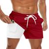 Fashionable Solid Color Printed Men's Beach Shorts for Casual Quick Drying, Suitable for Summer Beach Play
