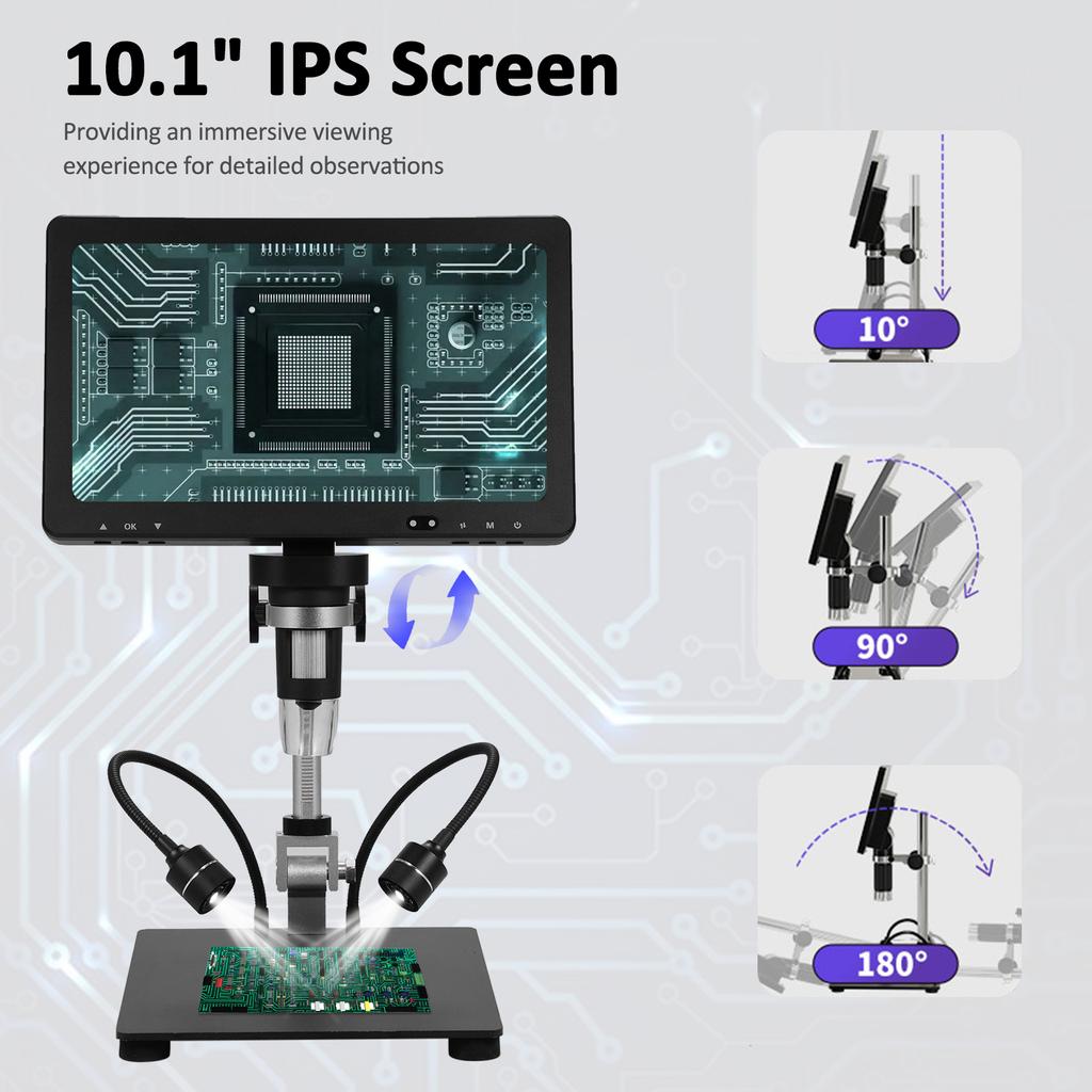 Цифровой паяльный микроскоп DM12 1500X 10,1-дюймовый IPS-экран Фотовидеомикроскоп Монетный микроскоп