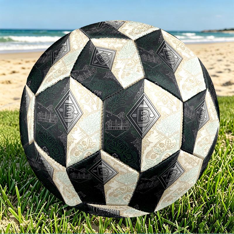 Borussia Monchengladbach Print Size 5 Soccer Ball, PU Wear Resistant Football for Match Training and Daily Practice, Birthday Gift for Soccer Fans