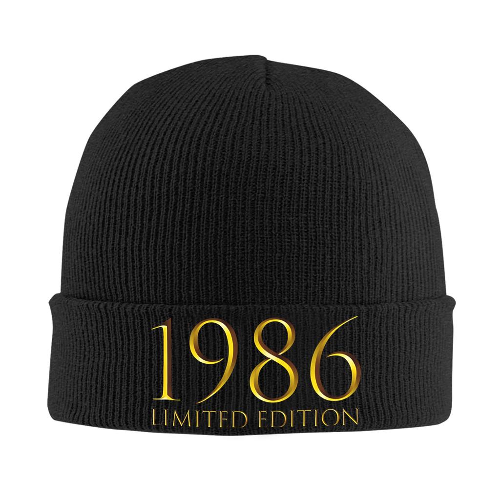 Born in 1986 vintage age 40 years old funny 40th birthday Cuff Beanie Knit Skull Cap For Men Warm Knit Skullies Beanie Cap