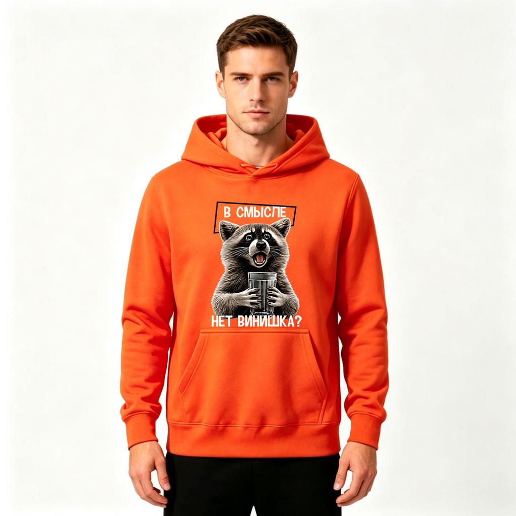 Men's Funny Raccoon Graphic Pullover Hoodie Casual Long Sleeve Crew Neck Sweatshirt for Daily Wear