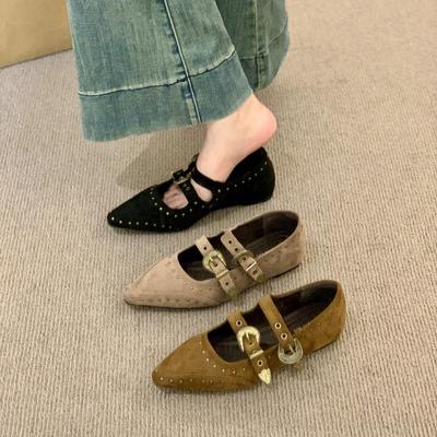 Ретро туфли-лодочки с острым носком, мелким вырезом, скрытой платформой, женские, новый дизайн 2025, в французском стиле позднего вечера, туфли Мэри Джейн