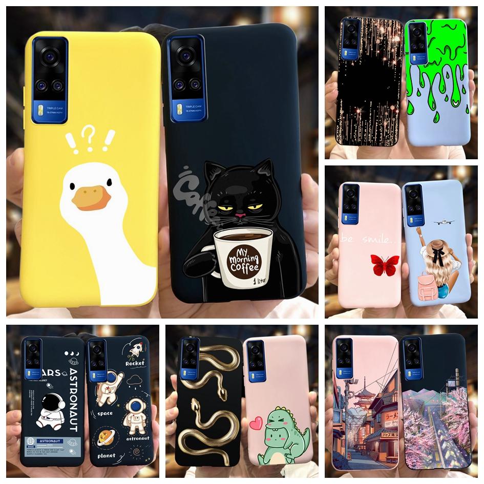 Чехол для Vivo Y31 2021 Милая Утка Кот Мультяшный Coque Матовый Мягкий Силиконовый Задняя Крышка Для Vivo Y51 Y51A Y53s Y 31 V2036 V2030 Fundas
