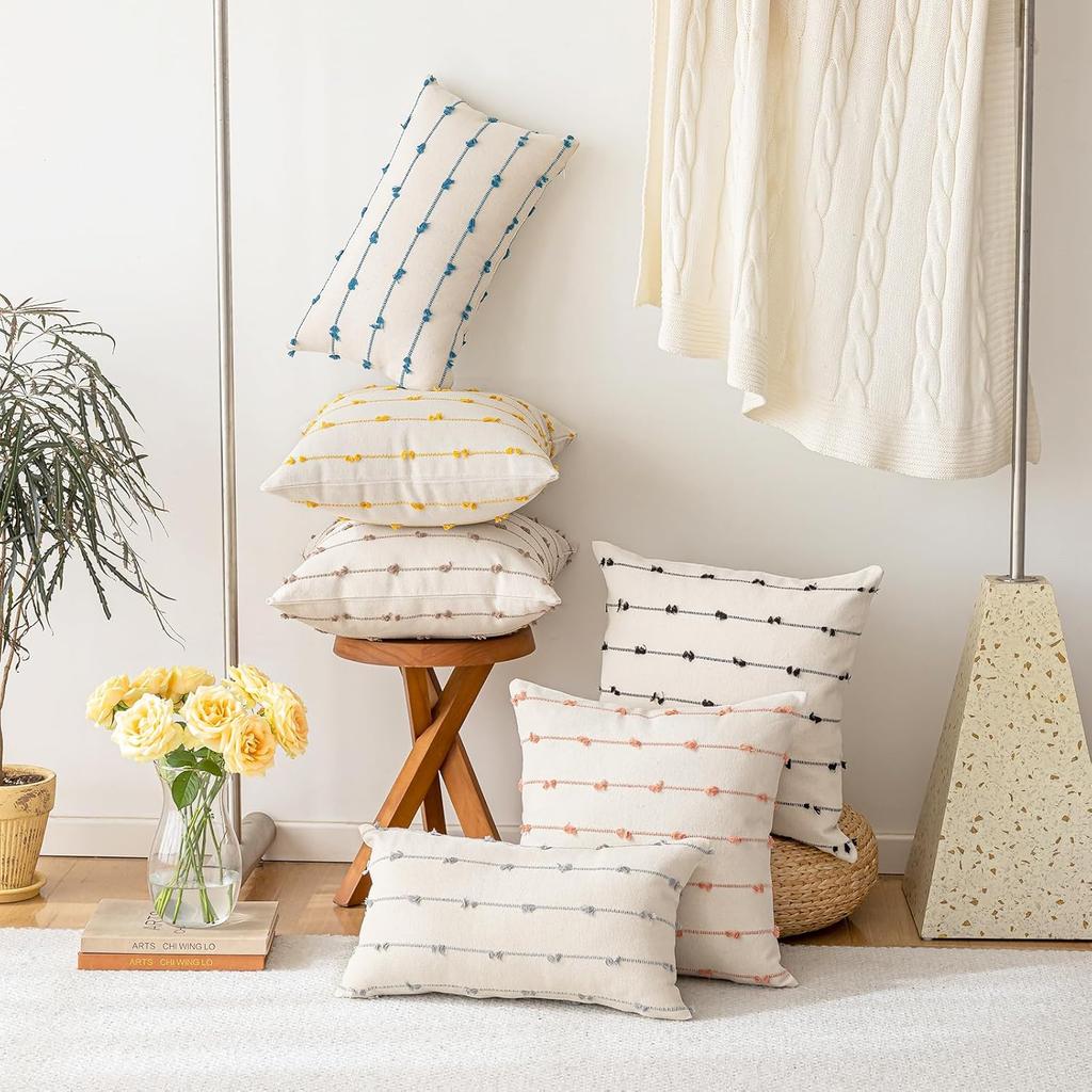 Бохо Наволочки 18x18 Набор из 2 Современный Фермерский Дом Декоративная Наволочка С Кисточками Квадратные Наволочки Нейтральные Наволочки Акцентная Наволочка