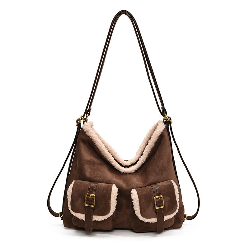 Студенческий классный рюкзак женский зимний новый ретро мода матовая сумка-тоут текстурированная женская сумка