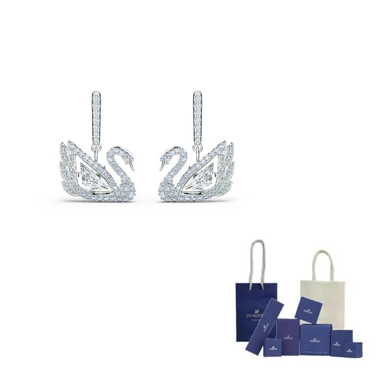 Swarovski Серьги-бантики из искусственного хрусталя для женщин, белые