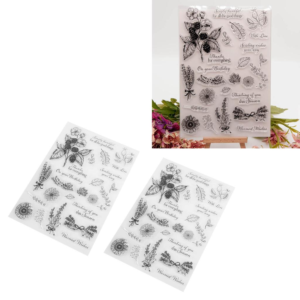 2 шт. прозрачный штамп с изображением растений, безопасный многоразовый материал, широкое применение, прозрачный штамп для открытки Boo