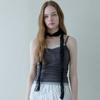 PETAL WRINKLE LONG SCARF_BLACK