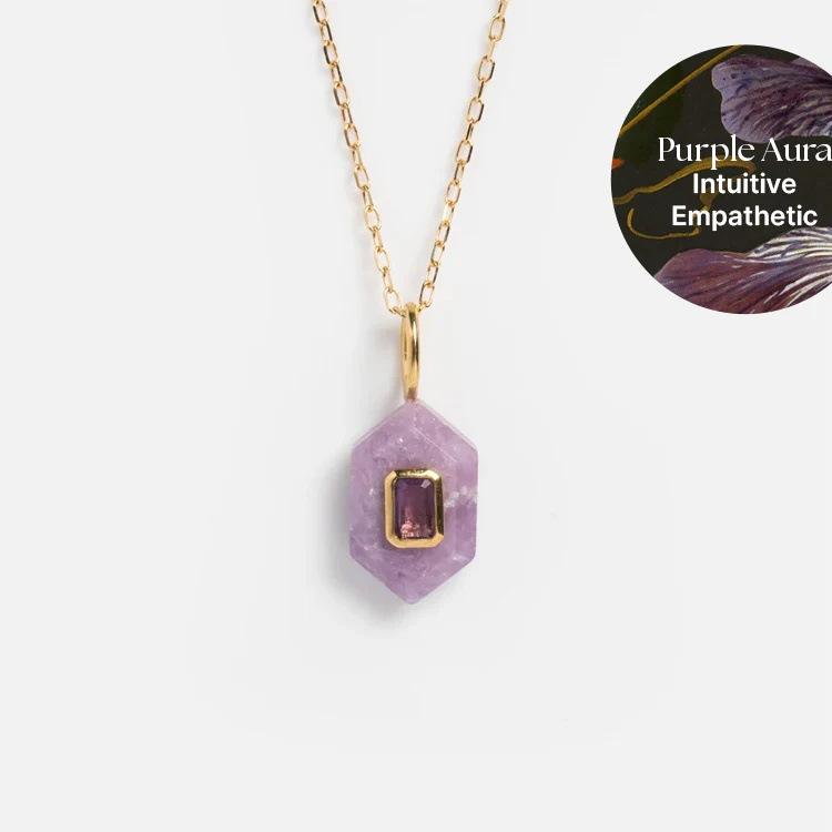 Natural Stone Energy Necklace Women'S Style Stainless Steel Sense Color Retention Fashion
