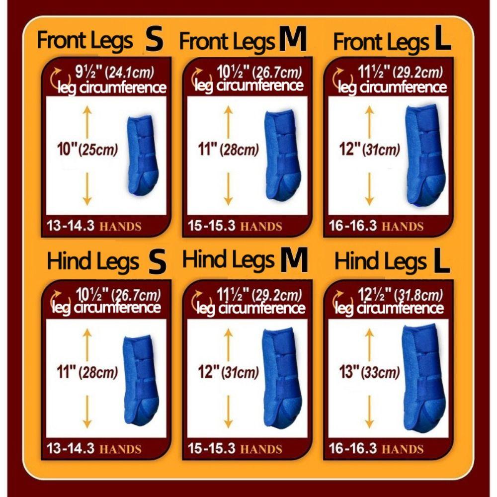 4pcs/set 3 Size Horse Sport Boots Set Colorful Leg Protective Support Gear  Protect Horse Legs