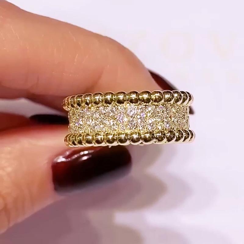 2025 кольцо-сэндвич с полностью бриллиантовой бисерной кромкой, высококлассный темпераментный минималистичный, новая модель осень-зима