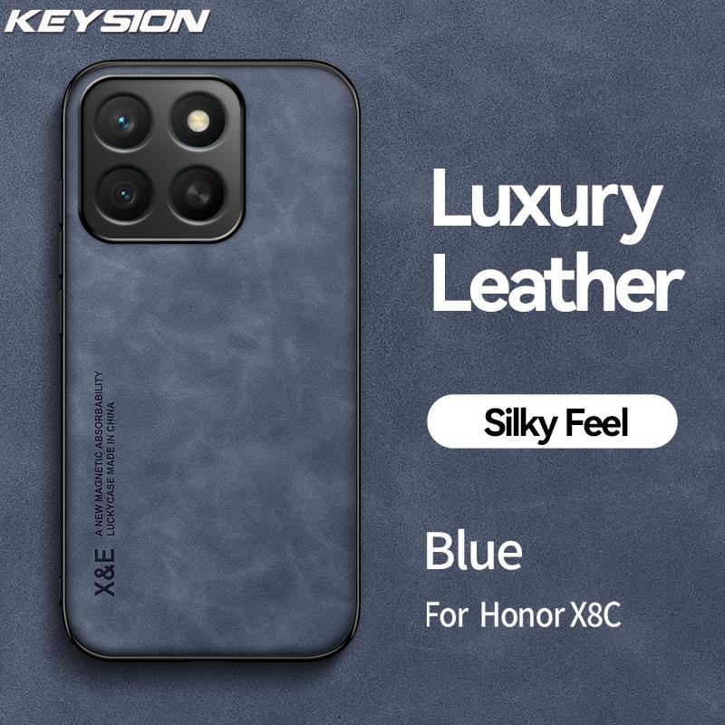 KEYSION Роскошный ретро-чехол из искусственной кожи для Honor X8c, мягкий силиконовый + противоударный чехол для задней панели телефона из поликарбоната для Huawei Honor X8c