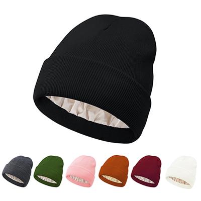 Сатиновая вязаная шапка акриловая зимняя шапка для мужчин и женщин шелковистая мягкая свободная теплая с отворотом шерстяная шапка