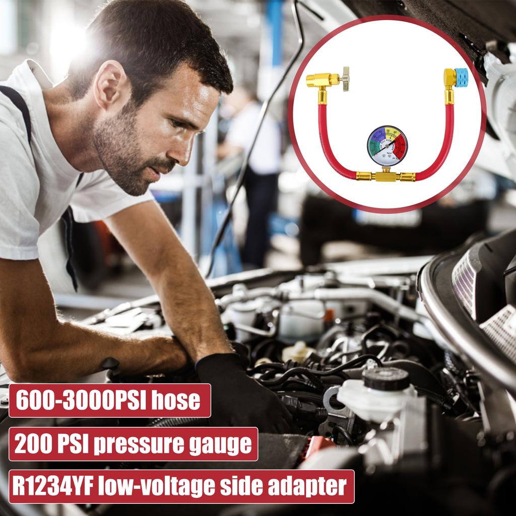 R1234YF Автомобильный шланг для заправки хладагента, алюминиевый сплав, комплект труб для заправки хладагента, прочный датчик, быстроразъемное соединение с низкой стороны для автомобиля