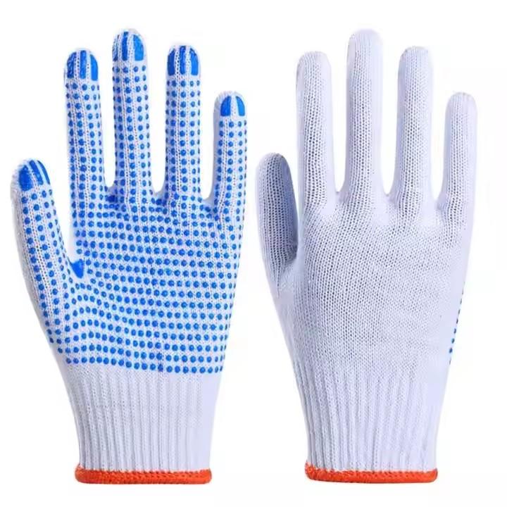 Dozen Pack Durable PVC Dot Safety Work Gloves for Assembly Line Operations Warehouse Handling Anti-slip Cotton Knitted Gloves
