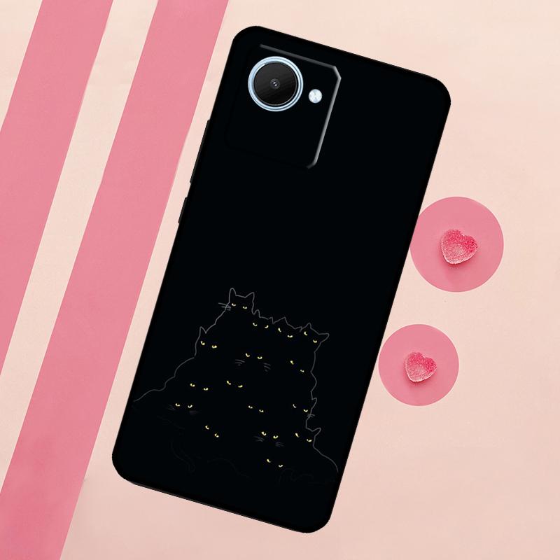 Black Cats Ink Cute Pet Witch Art Case For Realme GT Neo 5 3T 2T 9 11 10 Pro Plus C11 C15 C21Y C25S C30 C31 C33 C35 C53 C55