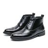 Men Brogues Boots Motorcycle Casual Ankle Boots Wingtip Dress Formal High Top Black White Leather Boots Over Sized