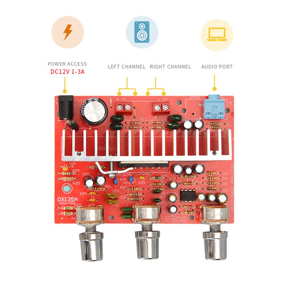 DC12v Автомобильный DIY Стерео Двухканальный Плата Усилителя с Посеребренными Ручками 50Втx2 Высокая Мощность и Усовершенствованный Чип 13135