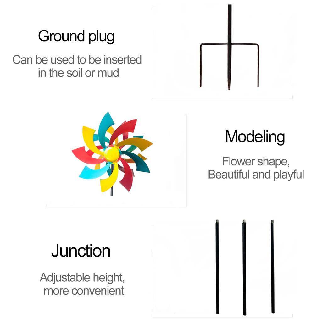 Садовый декор Ветряные вертушки Двунаправленное вращение Водонепроницаемая Устойчивая к УФ-лучам Металлическая ветряная вертушка для