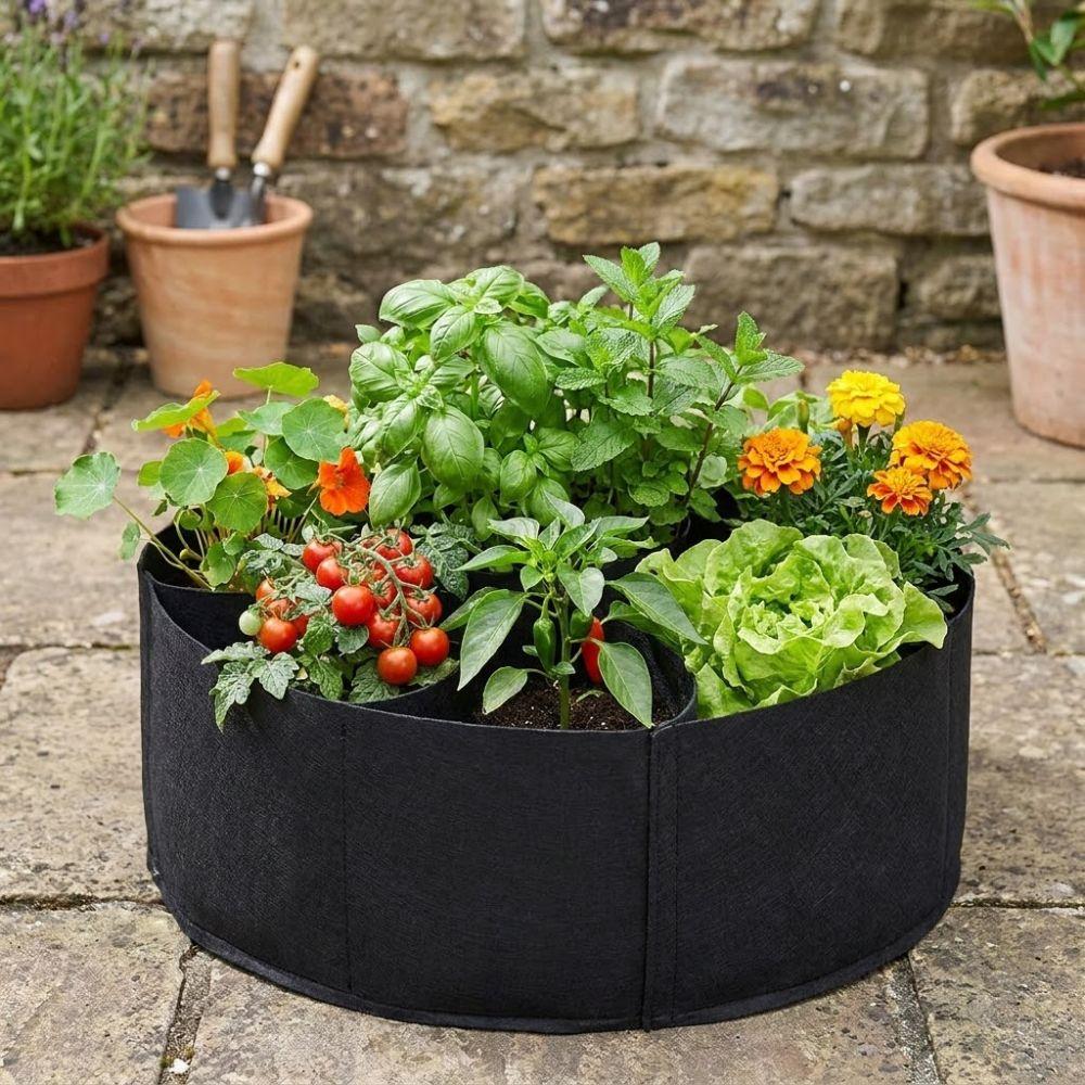 Freestanding Garden Grow Bags Circular Divided Planter Plant Nursery for Balcony Patio Yard Deck