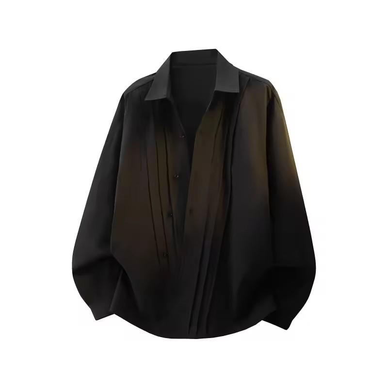 2026 Весна Лето Мужская Черно-Белая Рубашка Мужские Модные Дизайнерские Рубашки Мужская Повседневная Свободная Рубашка Мужская С Длинным Рукавом Корейская Рубашка