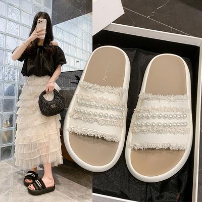 Новые французские ретро шлепанцы 2025 года для женской летней носки с юбками, металлические модные пляжные шлепанцы на одно слово для женщин